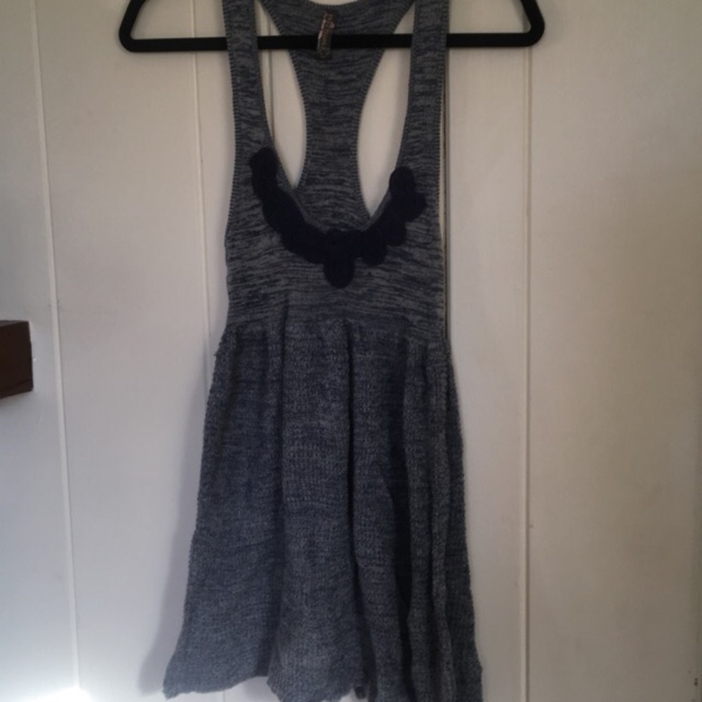 Free People blue sweater racer back tunic